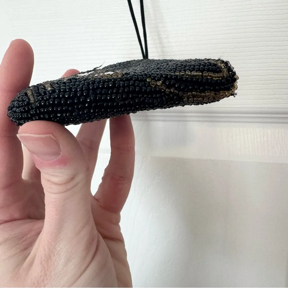 Vintage Art Deco handmade beaded black cat coin purse AS IS - Image 5