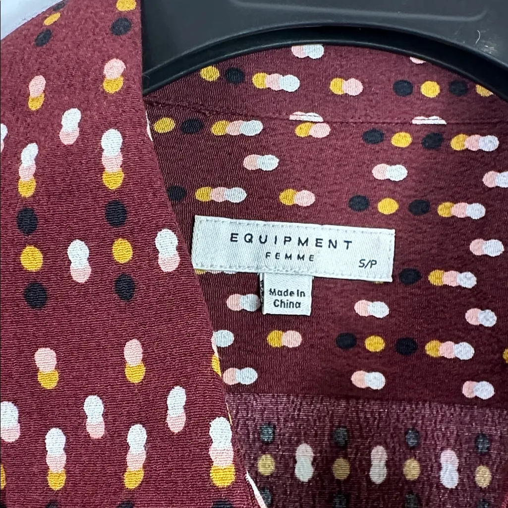 Equipment burgundy printed button down long sleeve shirt size small - Image 3