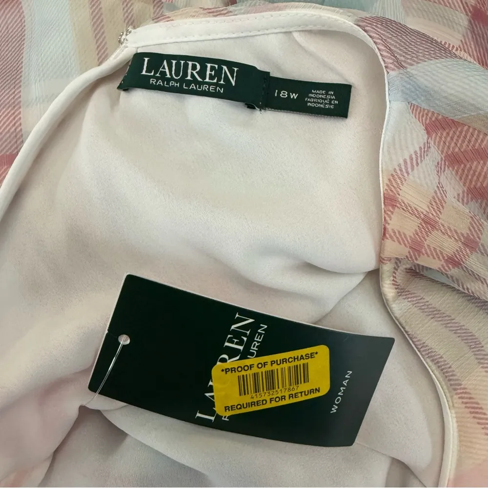 Lauren Ralph Lauren Vilodie Chiffon Plaid Wear to Work Dress Size 18W‎ NWT - Image 9