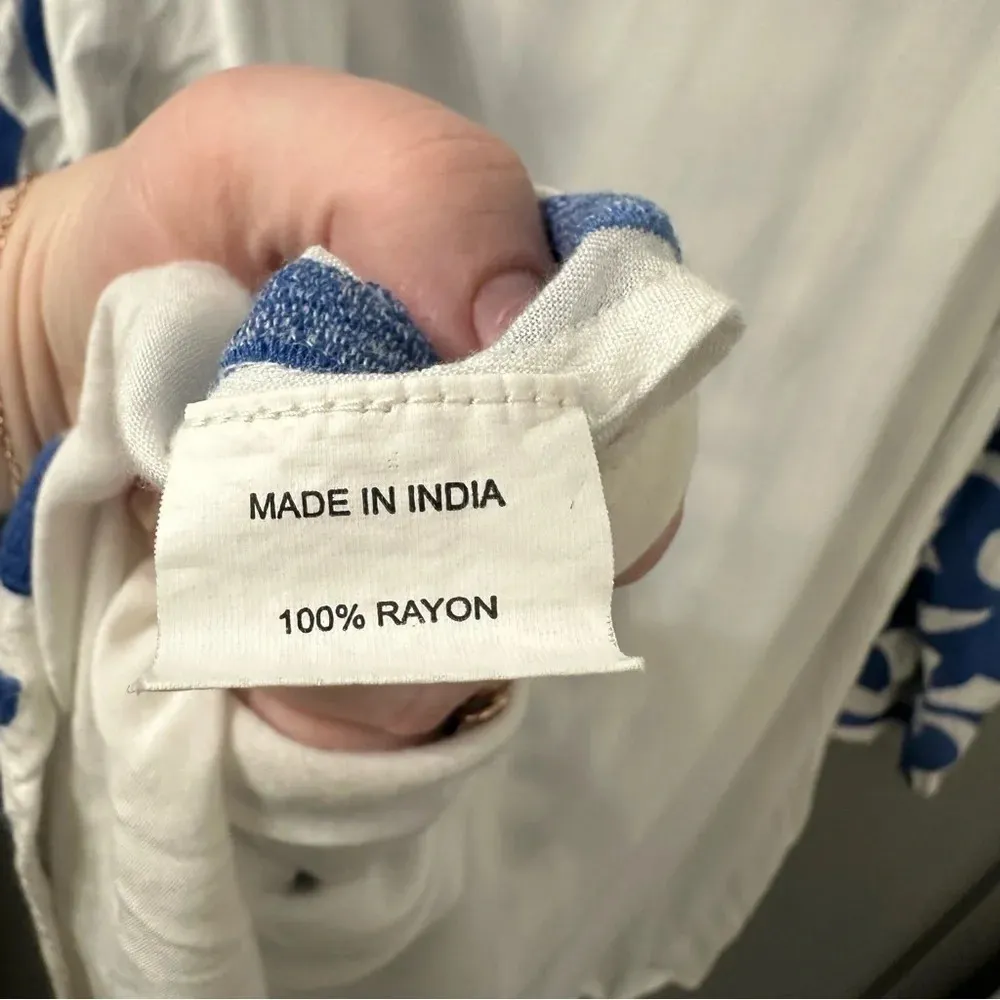 PIA PAURO Anthropologie Dress Blue and White Embroidered Dress Size Small - Image 6