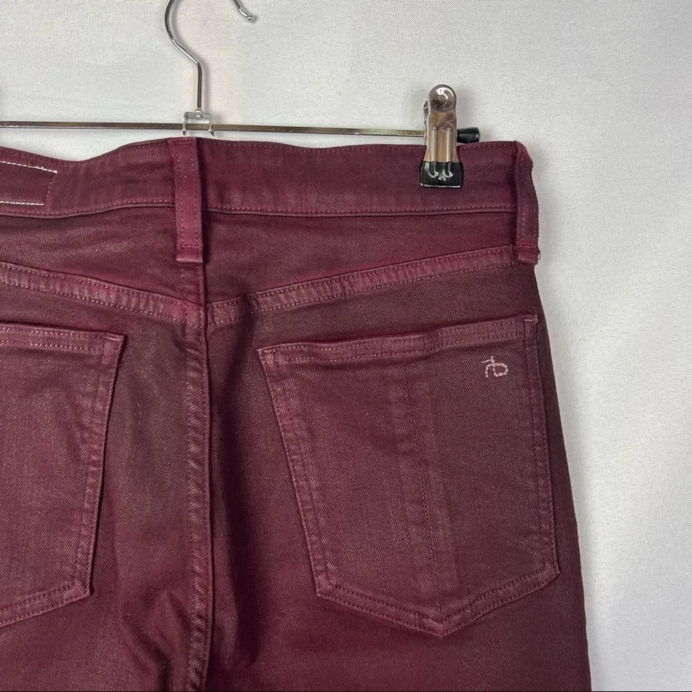 Rag & Bone Nina High Rise Ankle Skinny Coated Wine Red Skinny Jeans 27 - Image 60