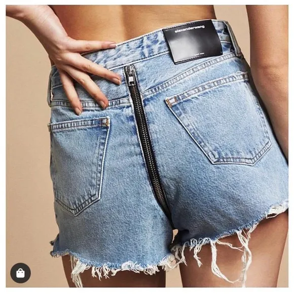NWT Alexander Wang Bite Zip High Rise Jean Shorts Cut Off in Pebble Bleach 25 - Image 3