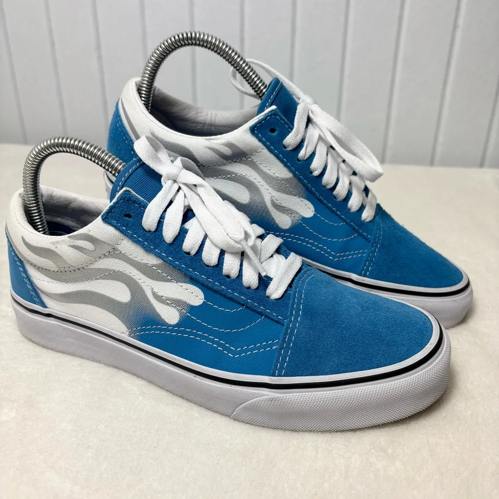 Vans Suede Old skool flame shoes flat Mediterranian Blue  Size M 6.5 / W 8 - Image 11