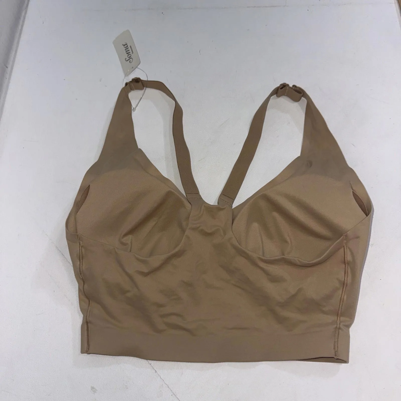 Soma Enbliss Soft Tan Basic Racerback Minimalist Nude Bralette Size Large NWT - Image 3