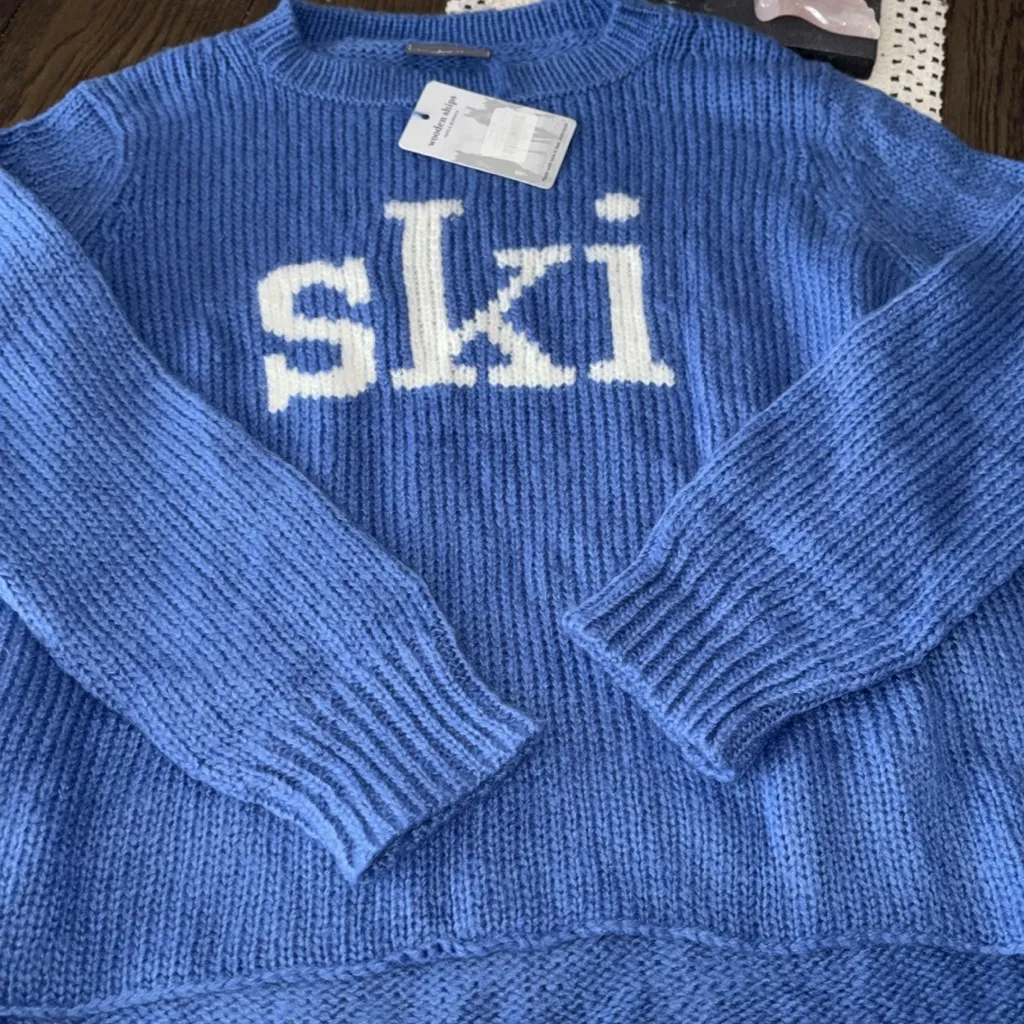 NWT WOODEN SHIPS ski ⛷️ crew aviator blue Sweater not included in promotions - Image 8
