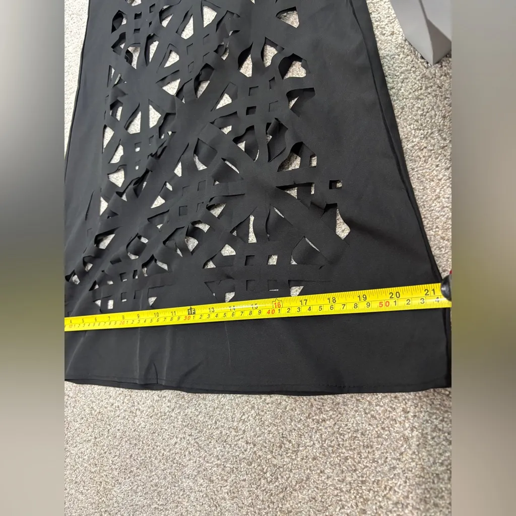 Women’s Casual High Rise High Waist Hollowed Out Cut Out Wide Leg Black Pants Size L - Image 2