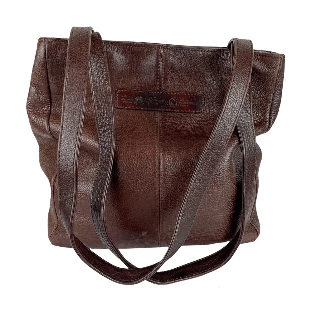 Vintage Fossil Brown Pebbled Leather Shoulder Tote Bag - Image 4