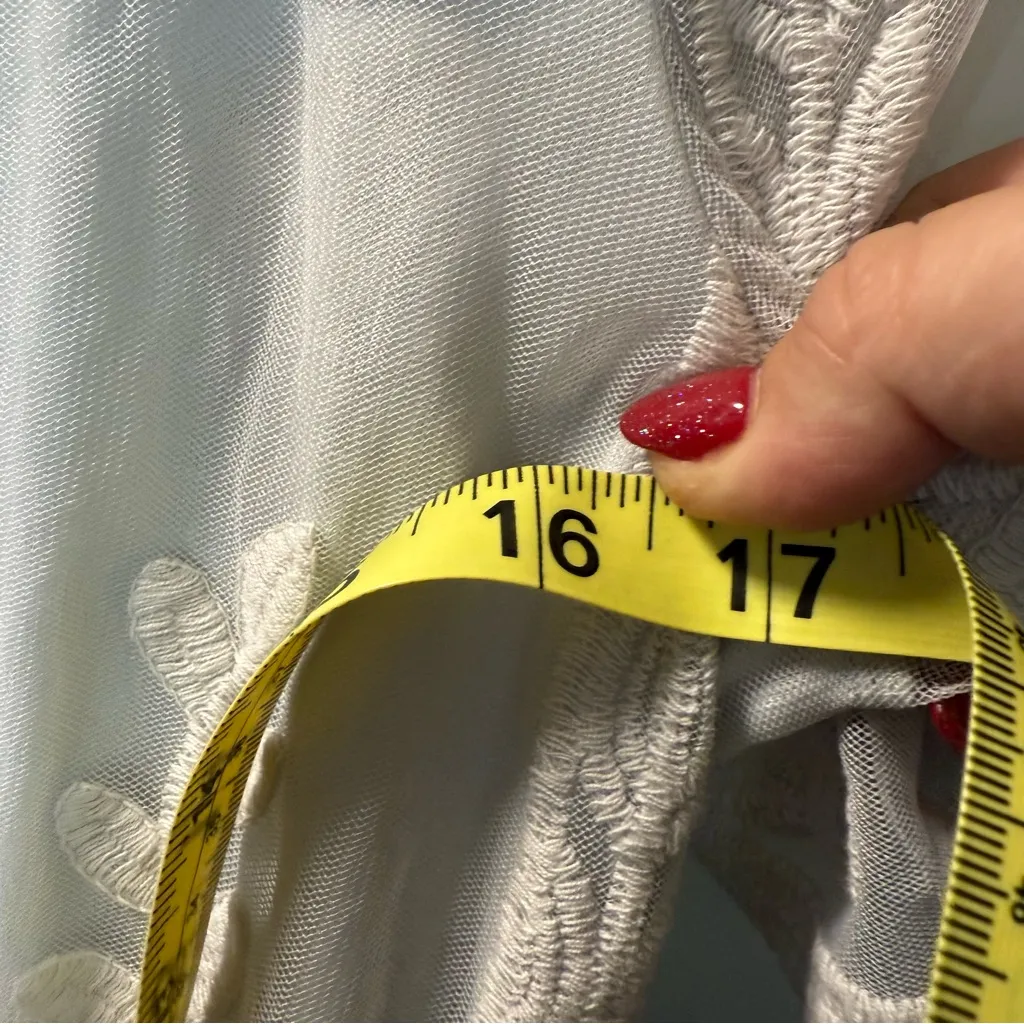 Pink Lily Maxi Dress Lace Grey Off White‎ Boho Sheer Short Sleeve Deep V-Neck S - Image 9