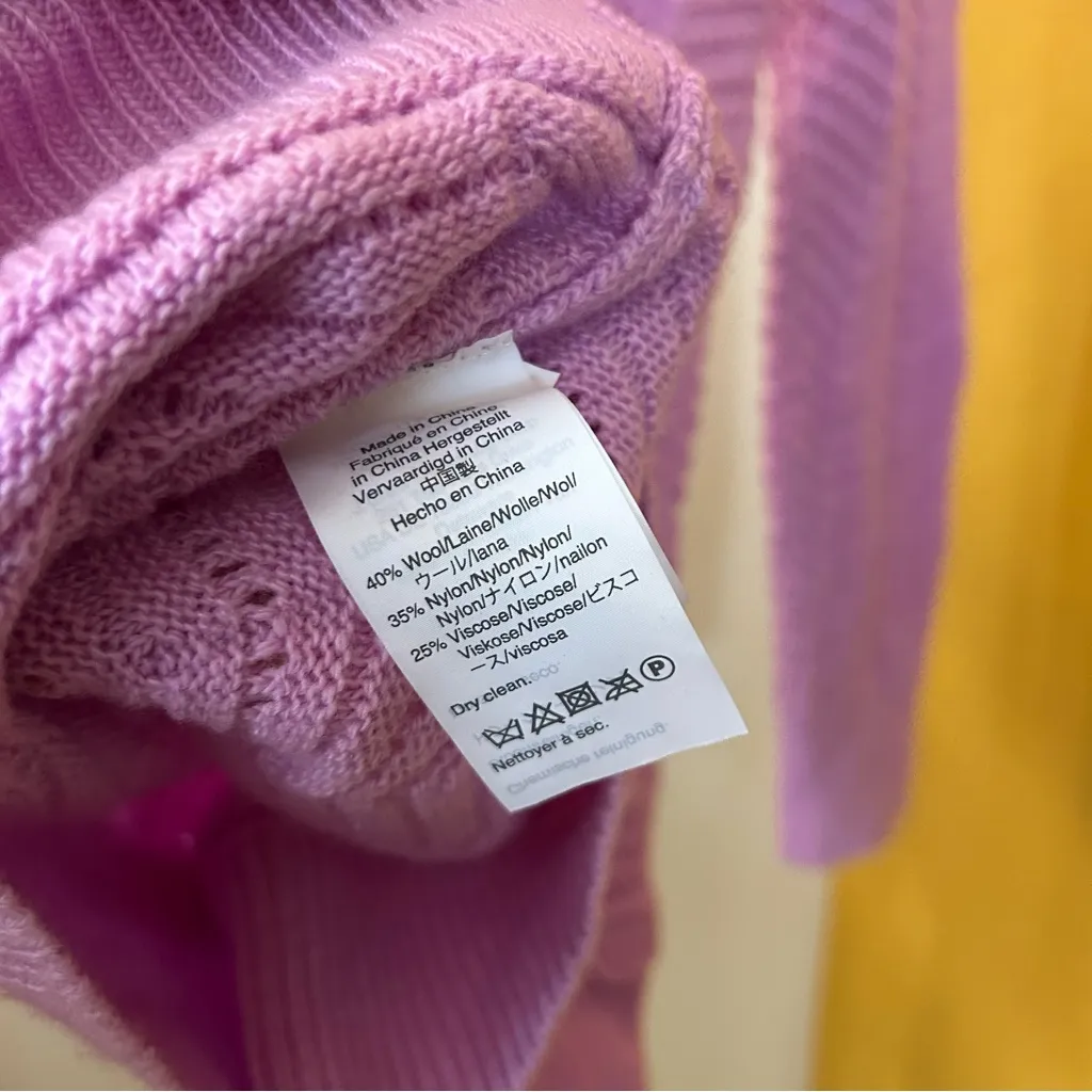 J. Crew Wool Crewneck Scalloped Pointelle Sweater Knit Dainty Boho Purple Size S - Image 5