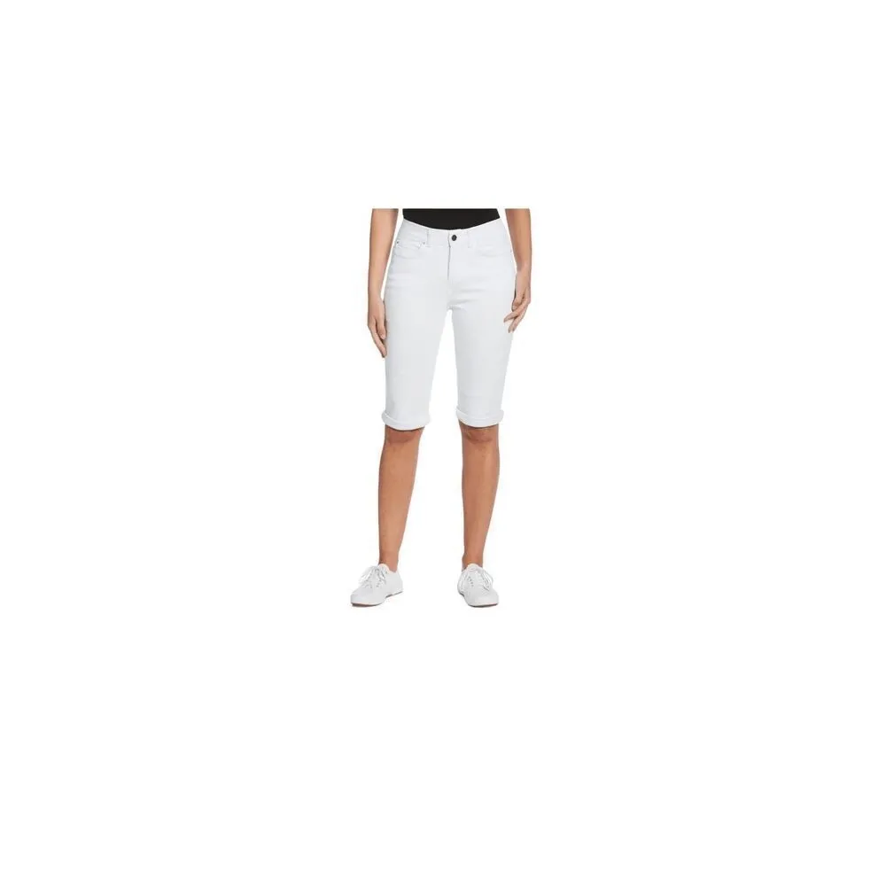 RAFAELLA WHITE DENIM CUFFED BERMUDA SHORT Size 6 - Image 5