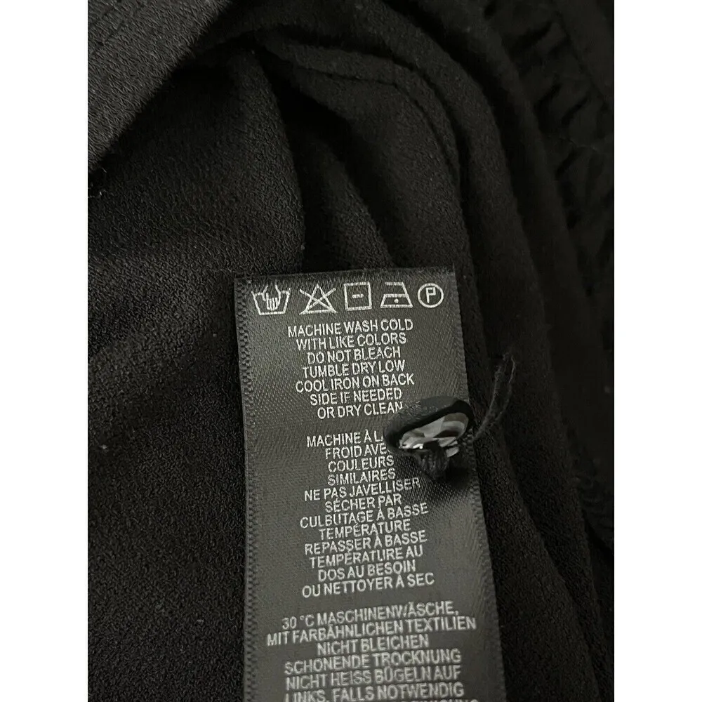 Adrianna Papell Black Smocked Crepe Blouse M – Goth Grunge Boho Dark Feminine - Image 7