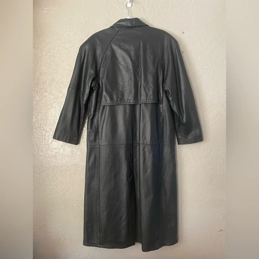 Reed Sportswear Leather Trench Coat Black M - Image 14