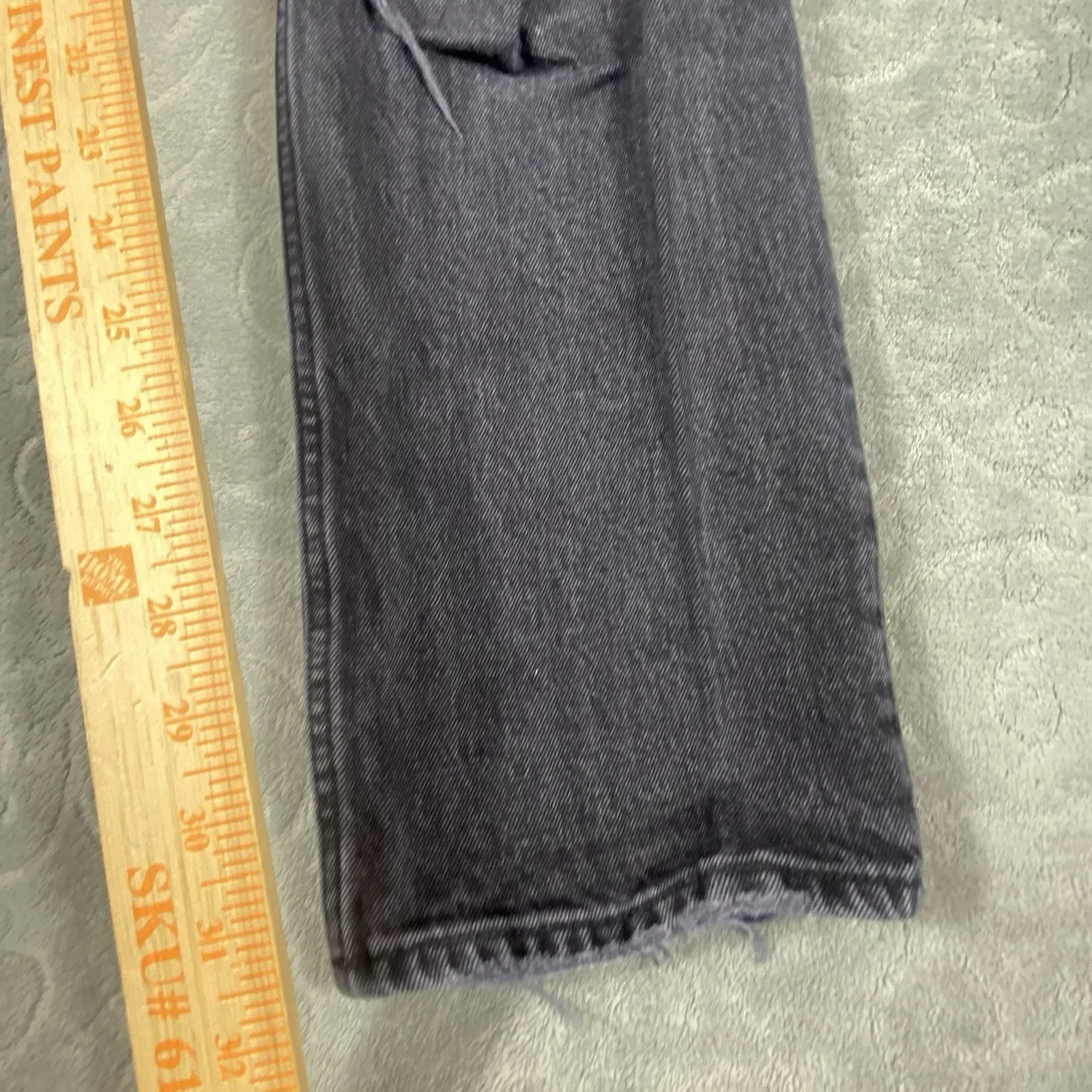 Abercrombie & Fitch 90s Straight Jeans Womens 12/31 Ultra High Rise‎ Rips Fringe - Image 6