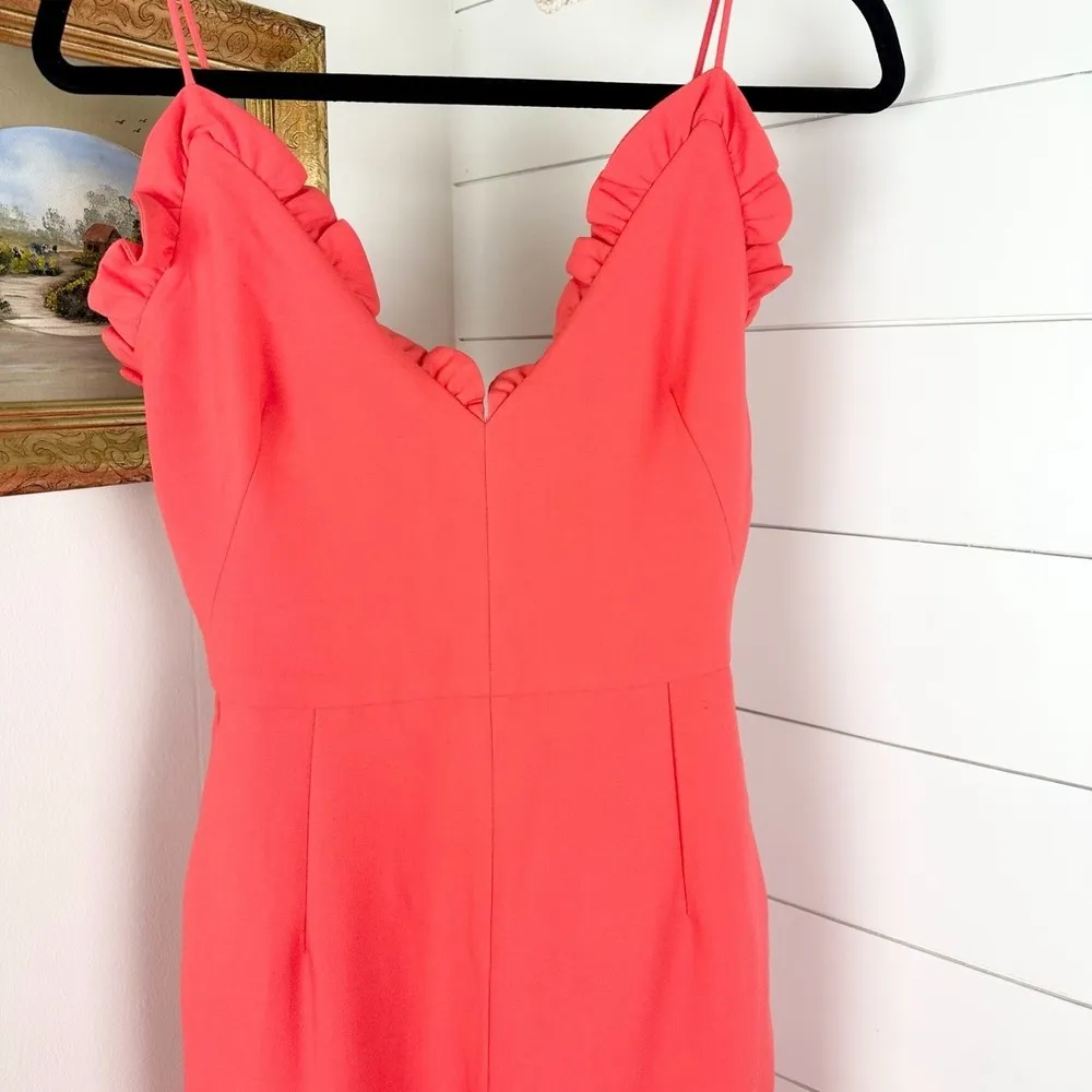 Black Halo Biscayne Jumpsuit Canyon Coral Ruffle Sleeveless NWT Size 0 - Image 3