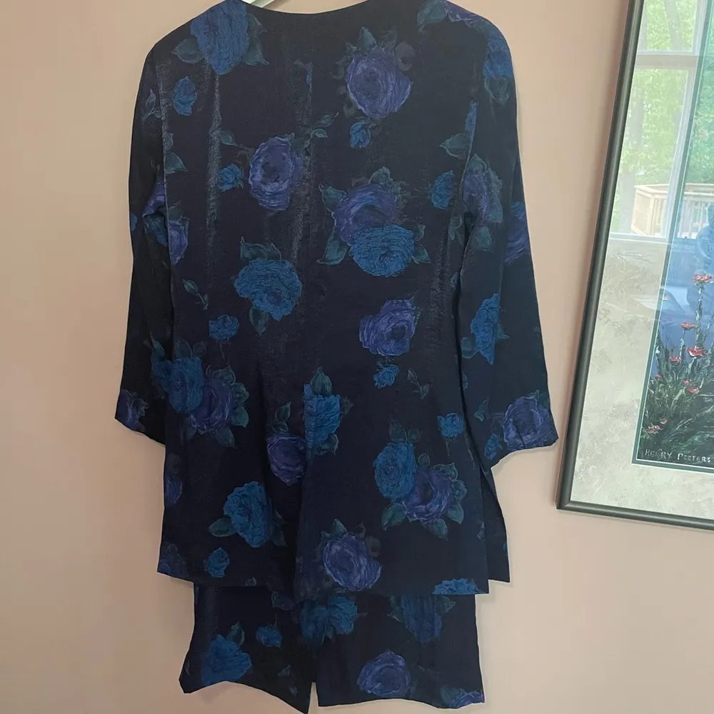 Liz Claiborne Navy and Teal Floral Dress set (1301) - Image 5