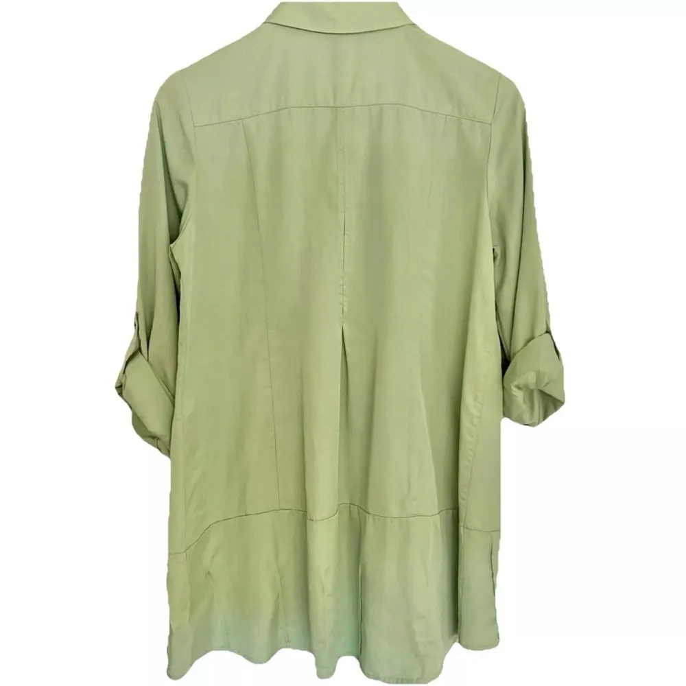 Soft Surroundings Tunic Blouse Green Roll Tab Sleeves Island Breeze Womens Small - Image 6