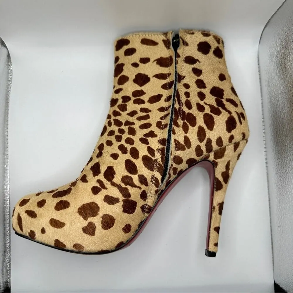 Christian Louboutin Miss Clichy Leopard Print Platform Ankle‎ Booties Sz 10 - Image 3
