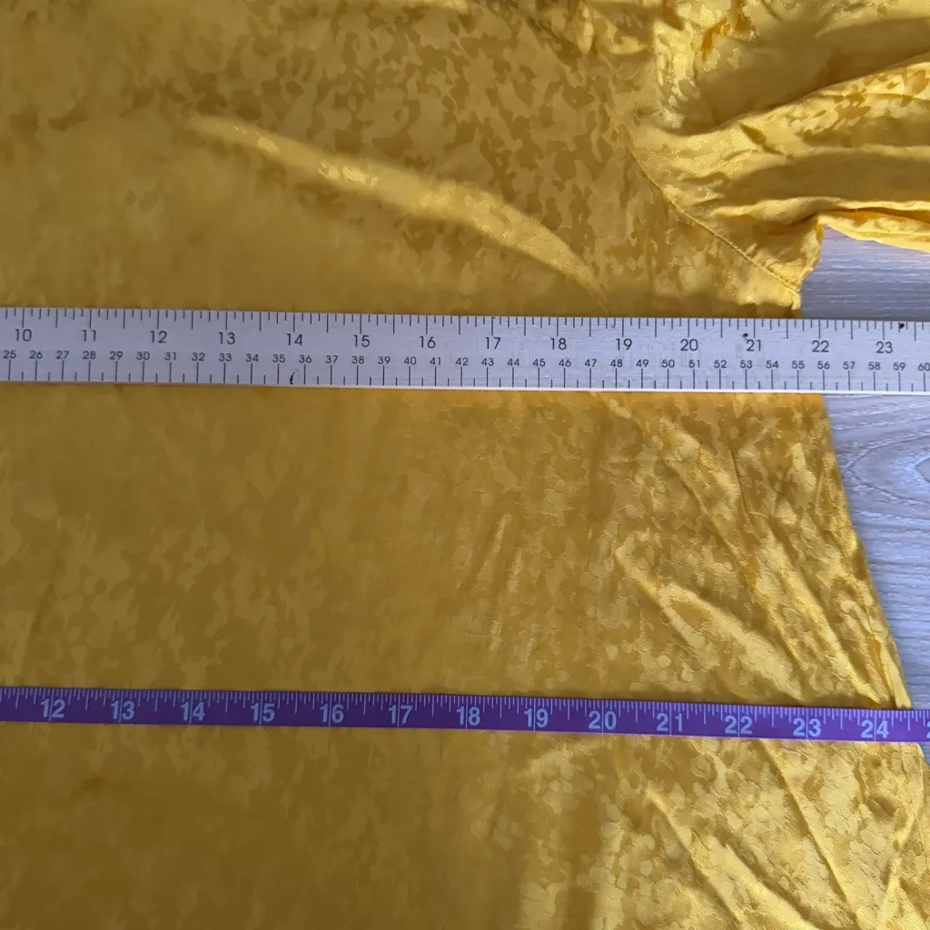 Sezane 42 US 10 Tinsley Jacquard Yellow Midi Dress 3/4 Sleeve - Image 7