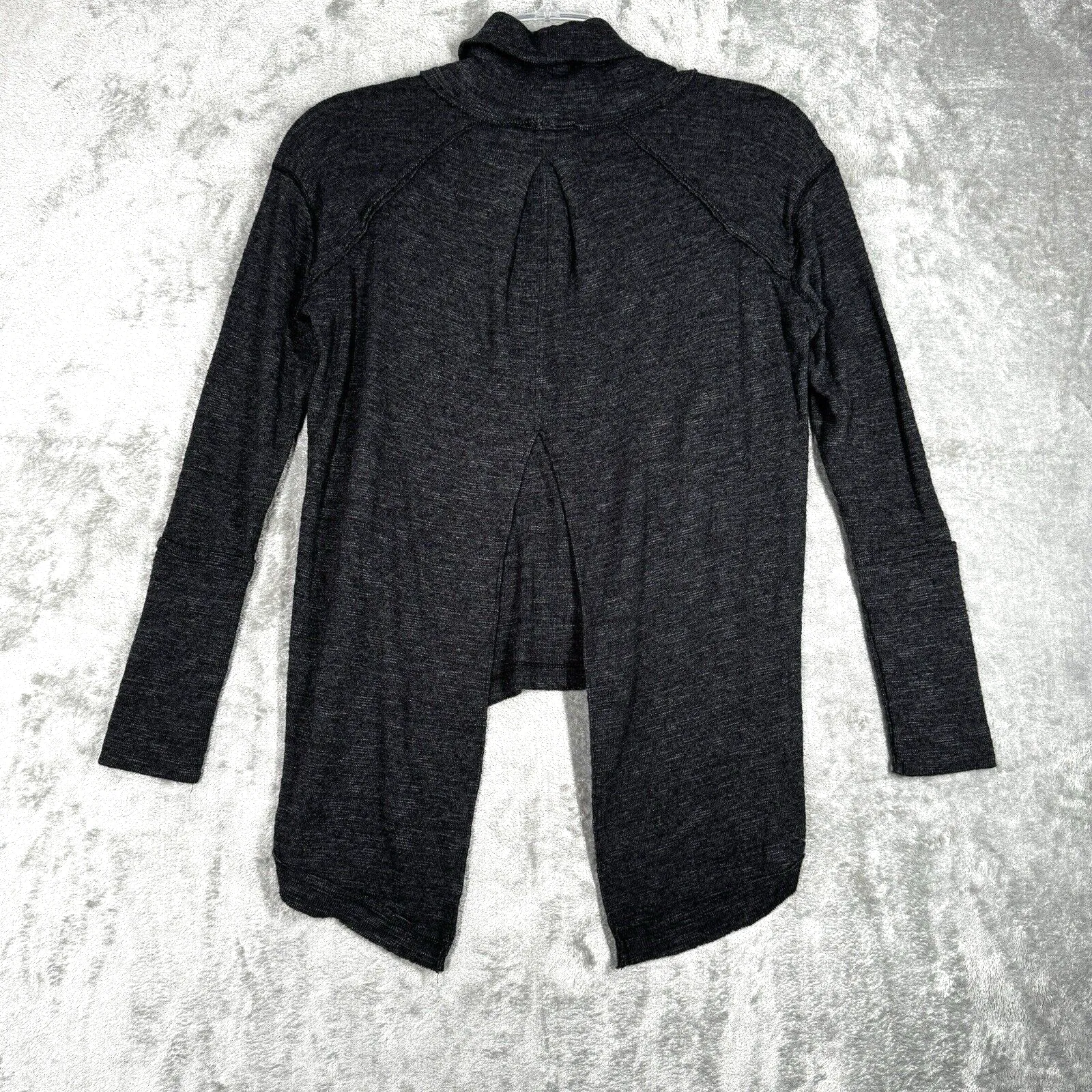 Free People‎ Shirt Womens XS Gray Split Back Turtleneck Everyday Casual Neutral - Image 3