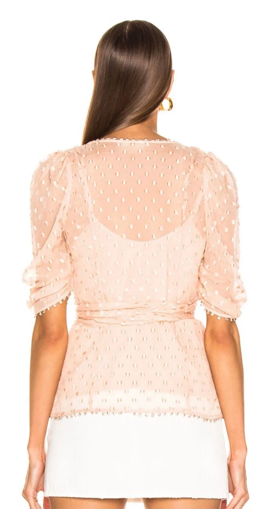 NWT $325  Nude Moon Talking Wrap Silk Blend Blouse 2 - Image 2