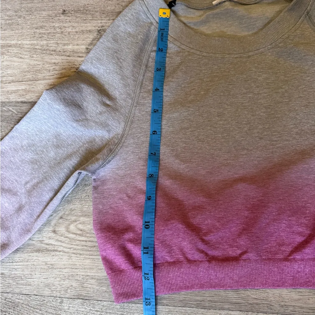 GymShark Adapt Ombré Seamless Long Sleeve Crop Gray And Pink - Image 6