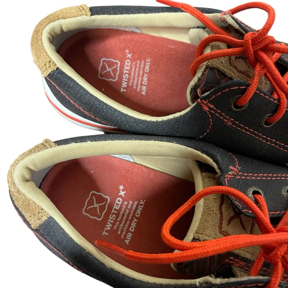 TWISTED X Lace Up Shoes Moc Toe Leather Canvas Red Trim Rubber Sole Women Size 7 - Image 3