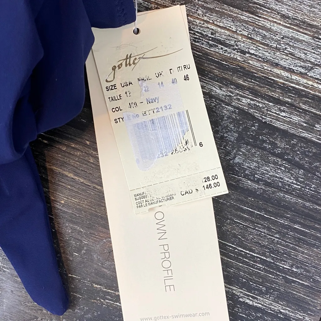 Gottex Blue Ruffle Solid 1 Piece Swim Bathing Suit NEW 12 - Image 7