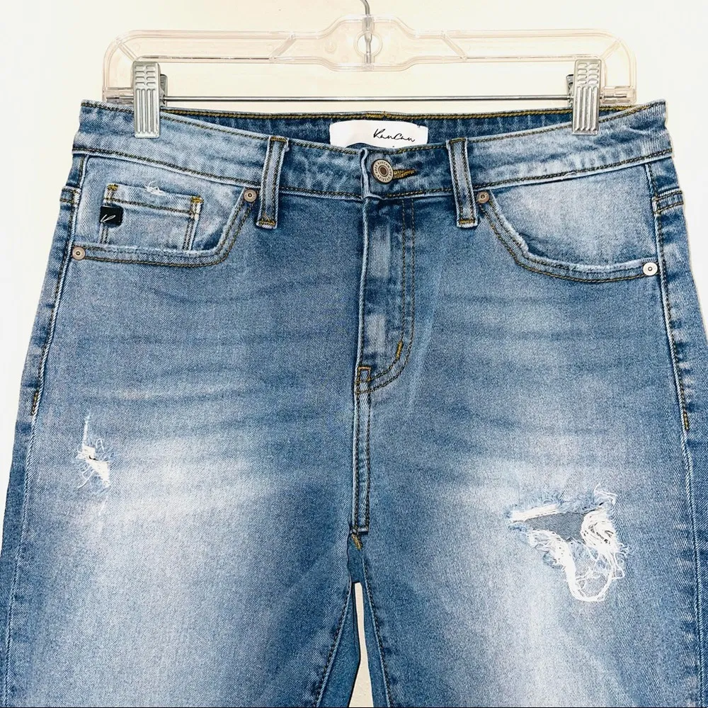 KanCan Light Wash High Rise Destructed Cuffed Ankle Boyfriend Jeans - Image 4