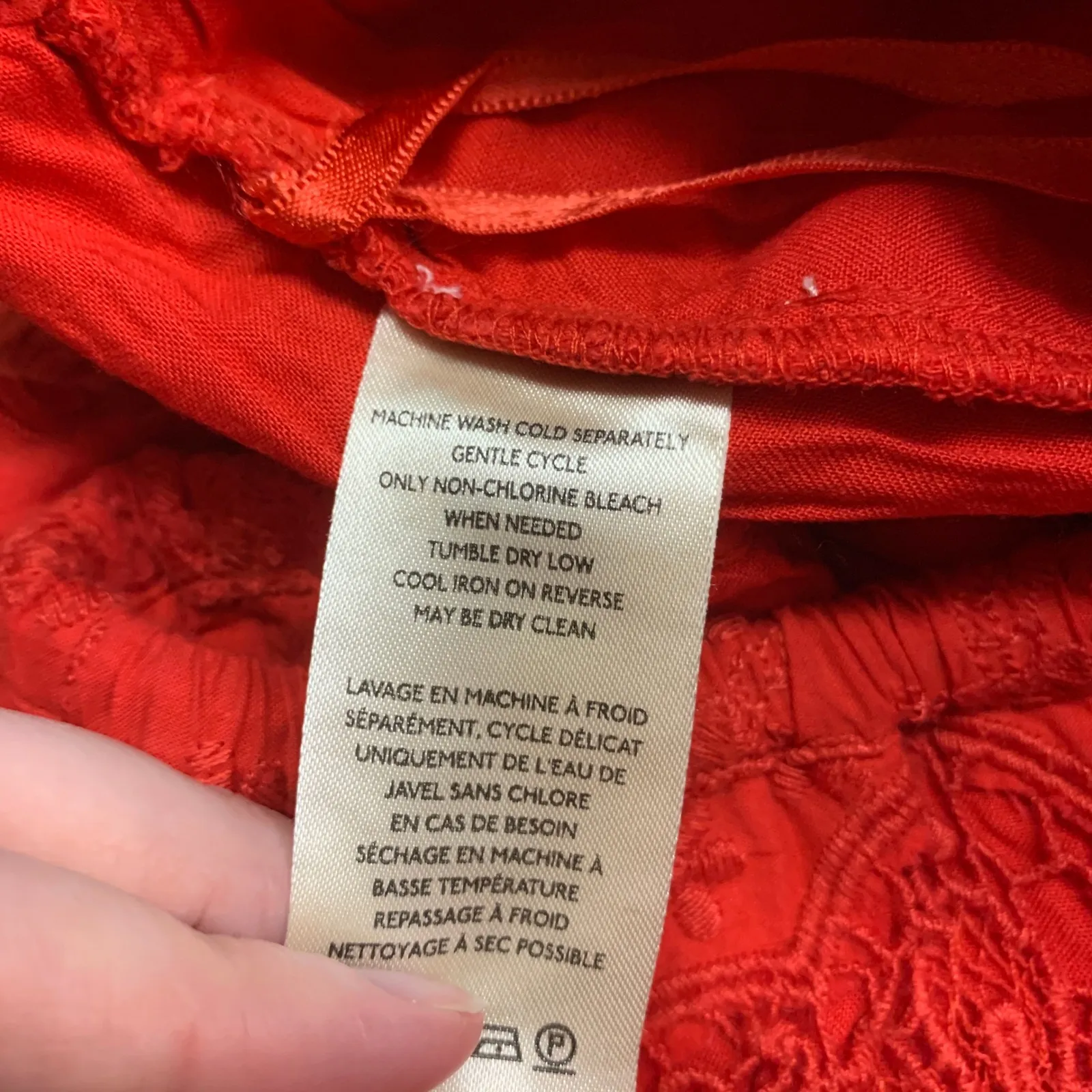 Free People Red Embroidered Lace Trimmed Cotton Shorts Women's Size XS‎ Summer - Image 6