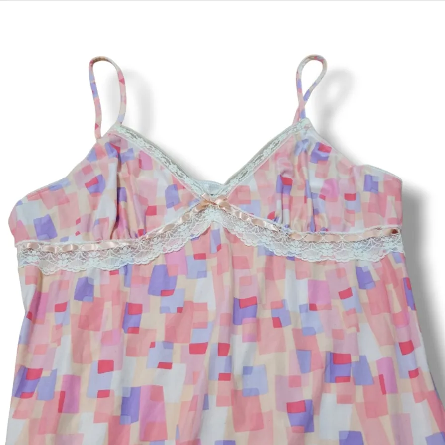 California Dynasty Nightgown Size Large Women's Nightie Baby Doll Lingerie Lace Trim Pink - Image 3