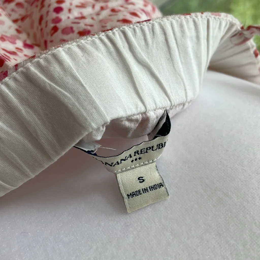 Banana Republic Red Pink Printed Seamed Peplum Tank Sz Small - Image 4