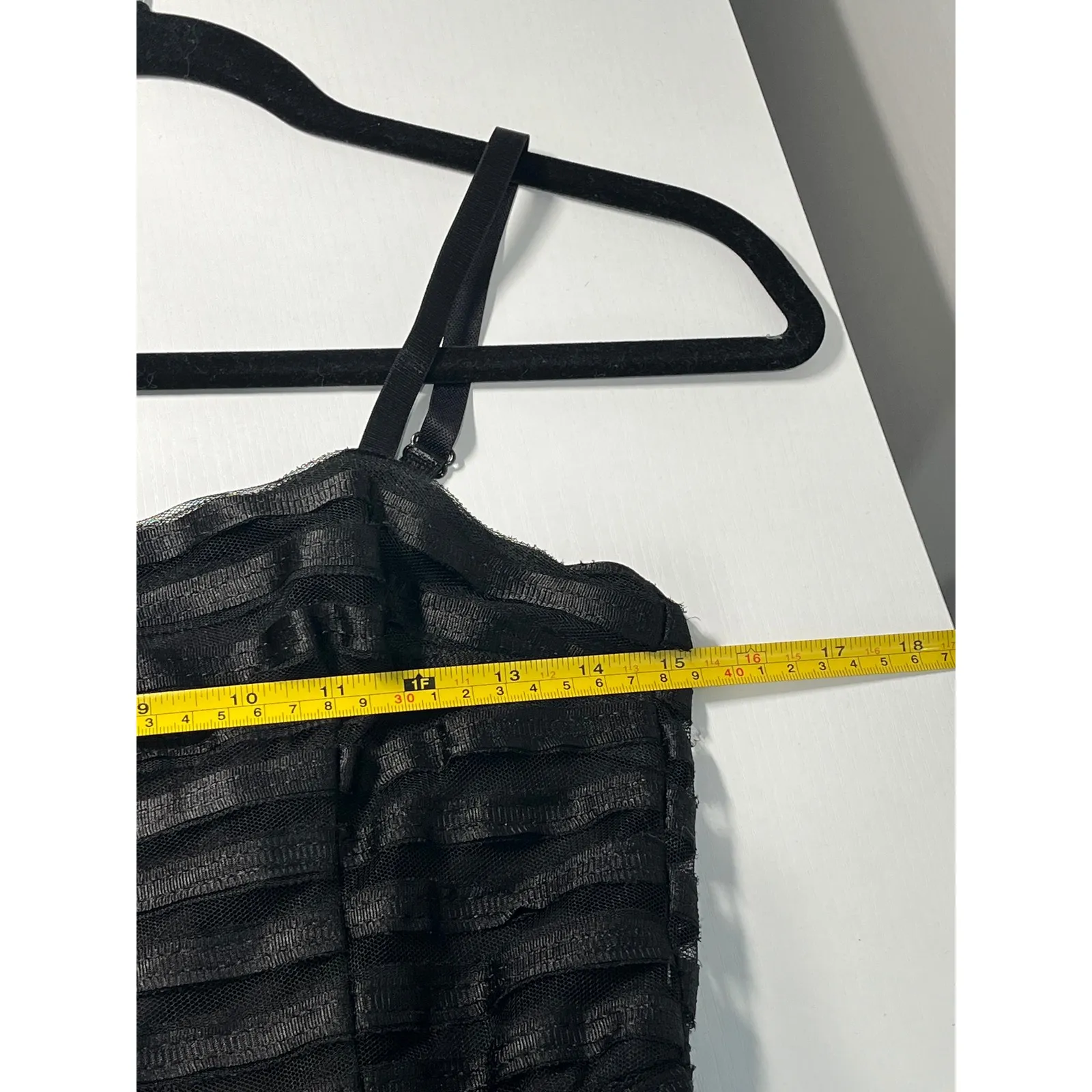 H&M Black Striped Sheer Mesh Overlay Fit Flare Dress Women's Size S - Image 6