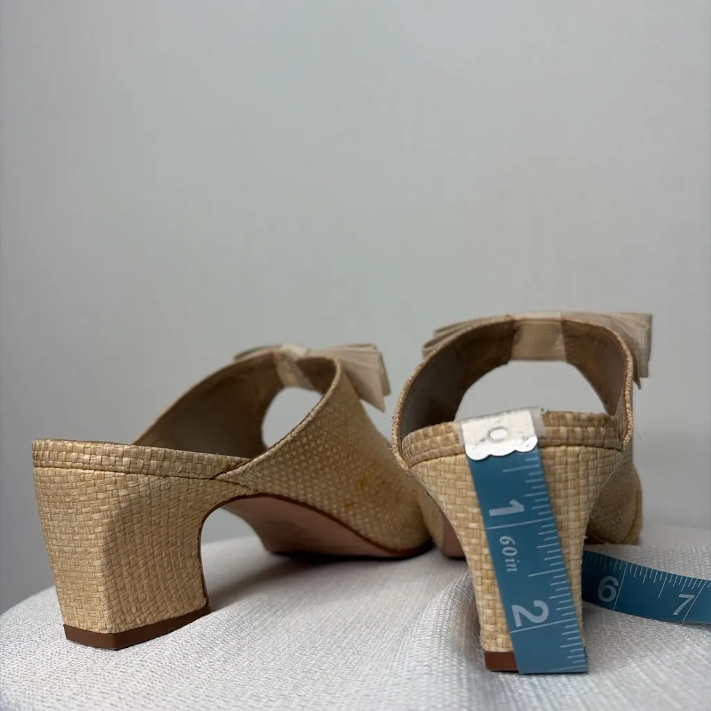 Bernardo Raffia Mule Heels Women’s Size 10 Pointed Toe Bow Slides(B89) - Image 7