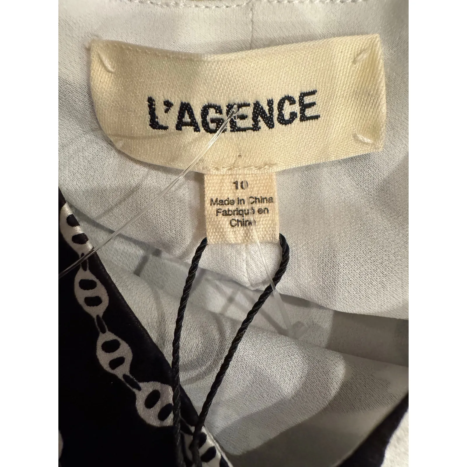 L'AGENCE Seridie Silk Midi Slip Dress - Black/White Graffiti size 10 (new) - Image 8