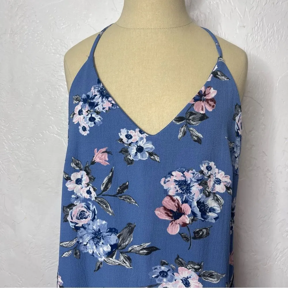 Sadie & Sage Blue Floral Mini Sun V Back Dress Size Small - Image 8