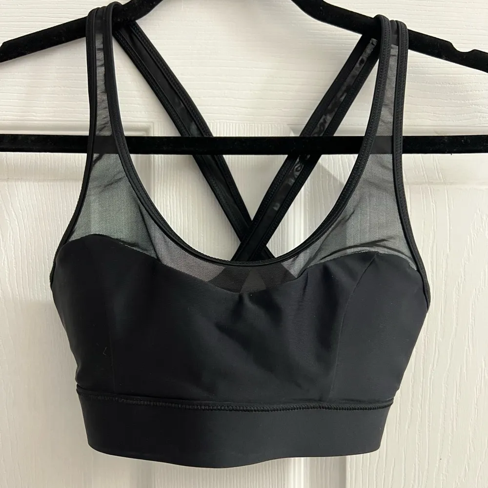 LULULEMON MESH CROSS BACK SPORTS BRA black size 4 - Image 2