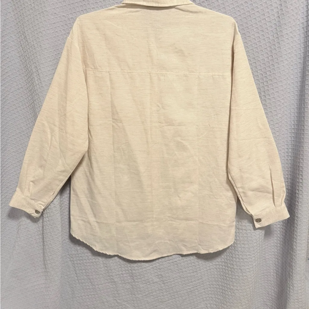 Pobyum Park Cream and Blue Leaf Print Button - Image 6