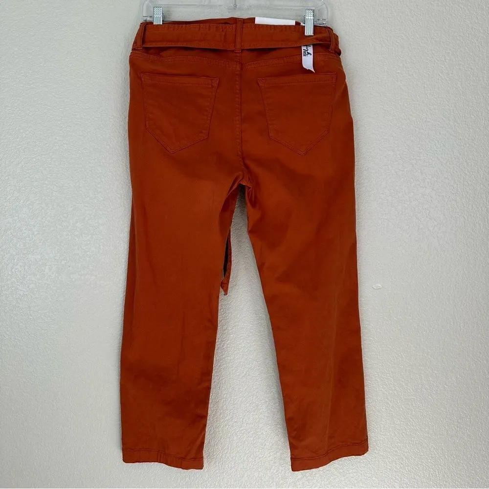 NWT Kensie Jeans Orange High Rise Tie Belt Straight Leg, Sz 4/27 - Image 5