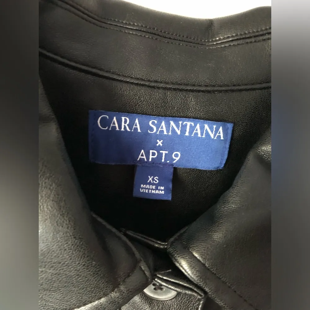 APT. 9 Cara Santana Women Faux Leather Jumpsuit Women sz XS buttons front belt - Image 7