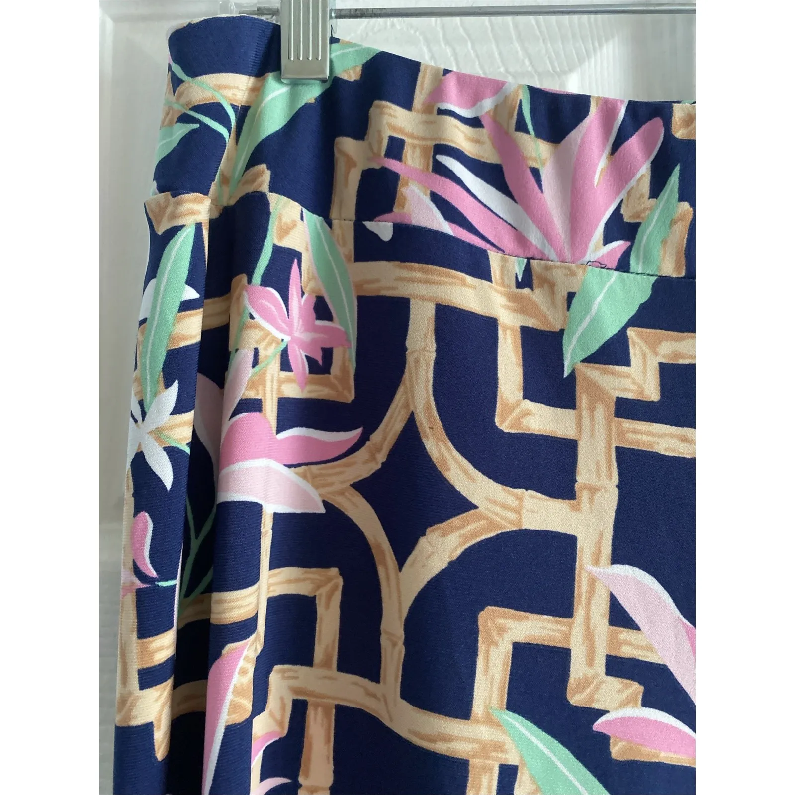 Tori Richard Honolulu Womens Large Bamboo Navy Wide Leg Resort Pants Stretch - Image 2