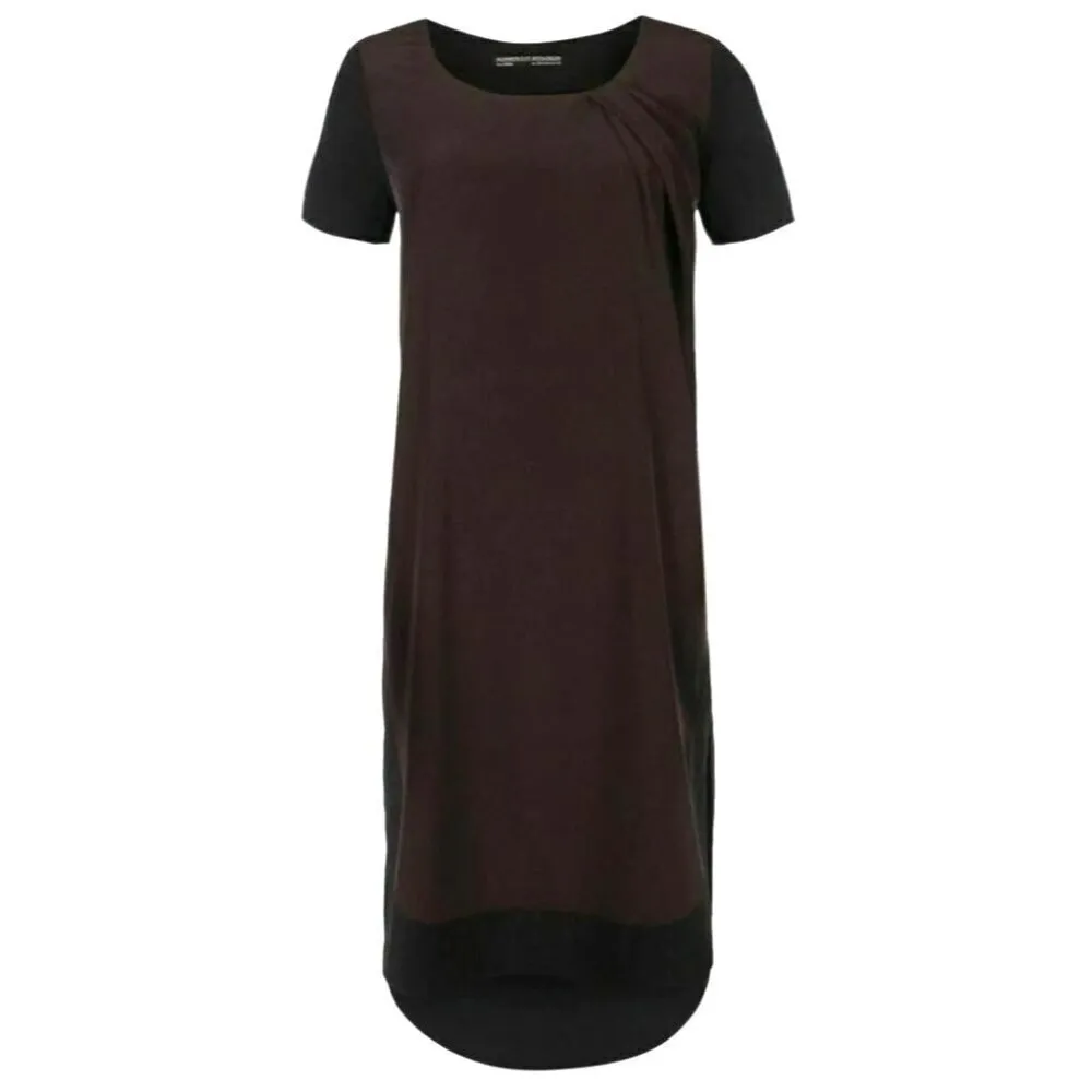 AllSaints Dress Women‎ 4 Brown Black Silky Lacyn Colorblock Panel Mini Shift - Image 2
