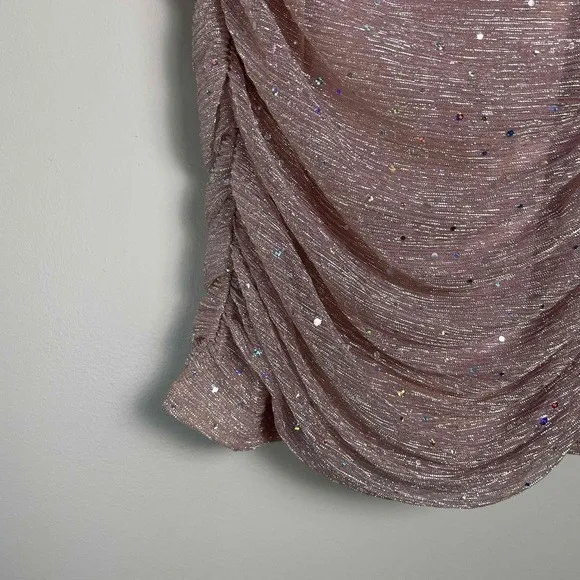 New Lulus Women's XS Spaghetti Strap Pink Bodycon Ruched Mini New Years Dress - Image 5