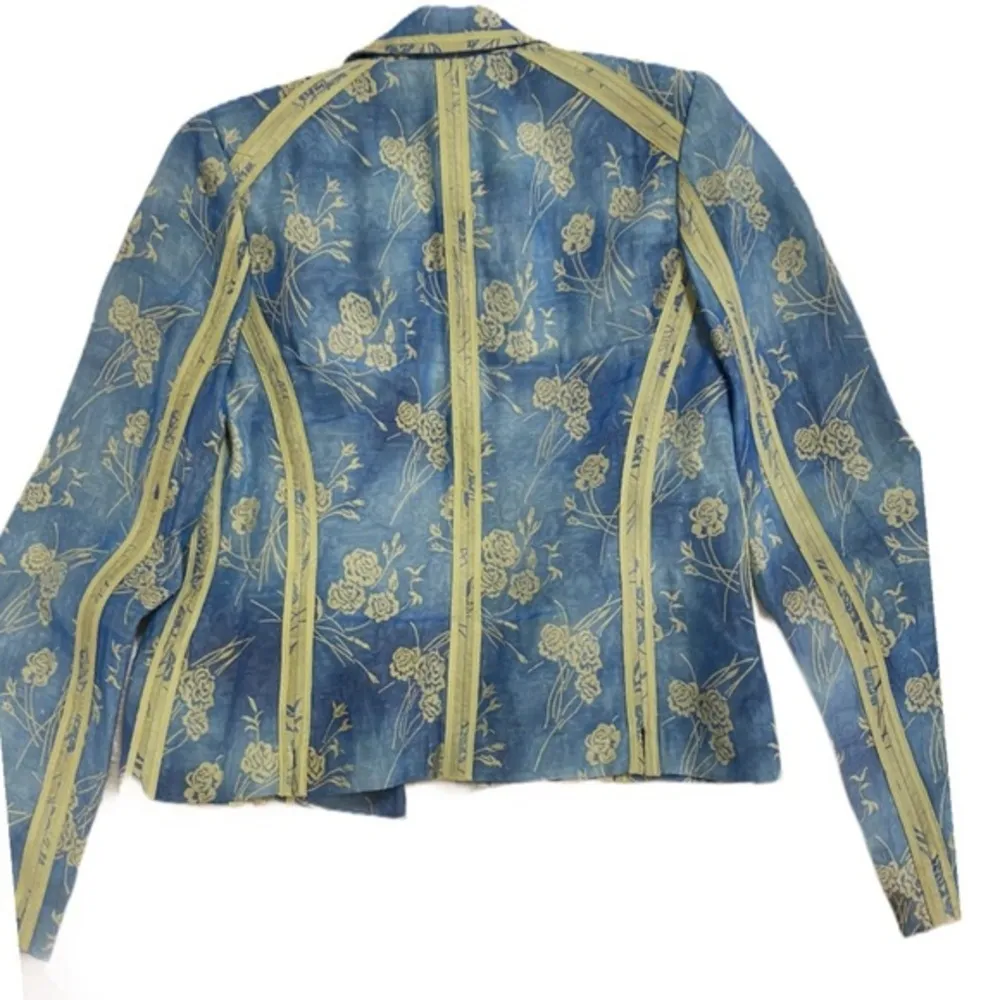 Blue & green flower design blazer​ Size XS - Image 6