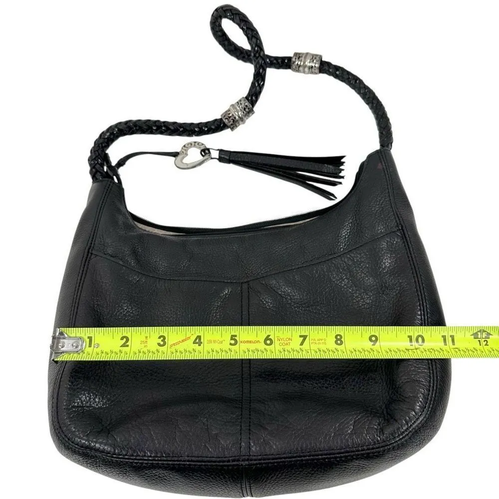 Brighton Barbados Soft Black Textured Leather Shoulder Bag - Image 11