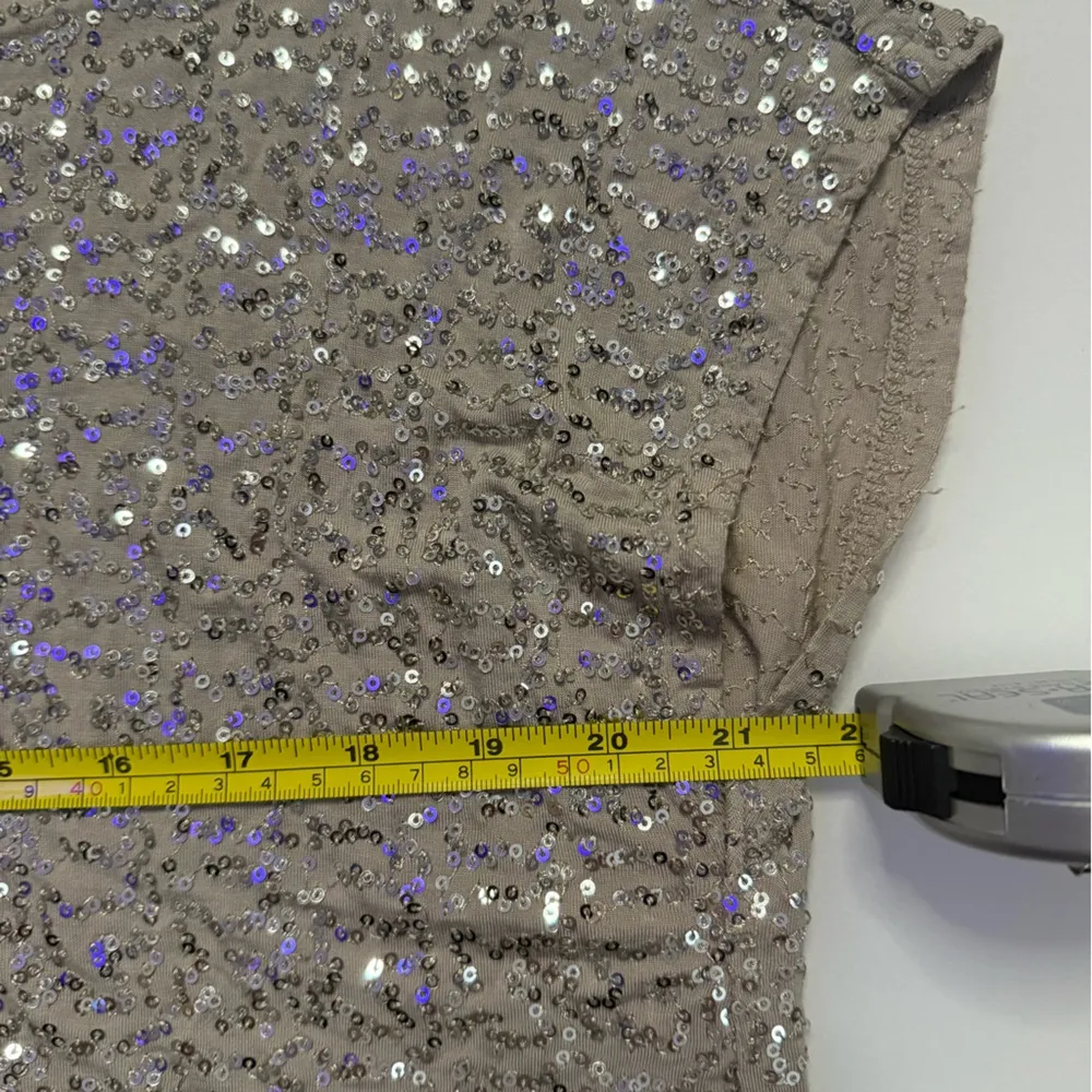 Large Silver and taupe Sequin Top INC. - Image 3
