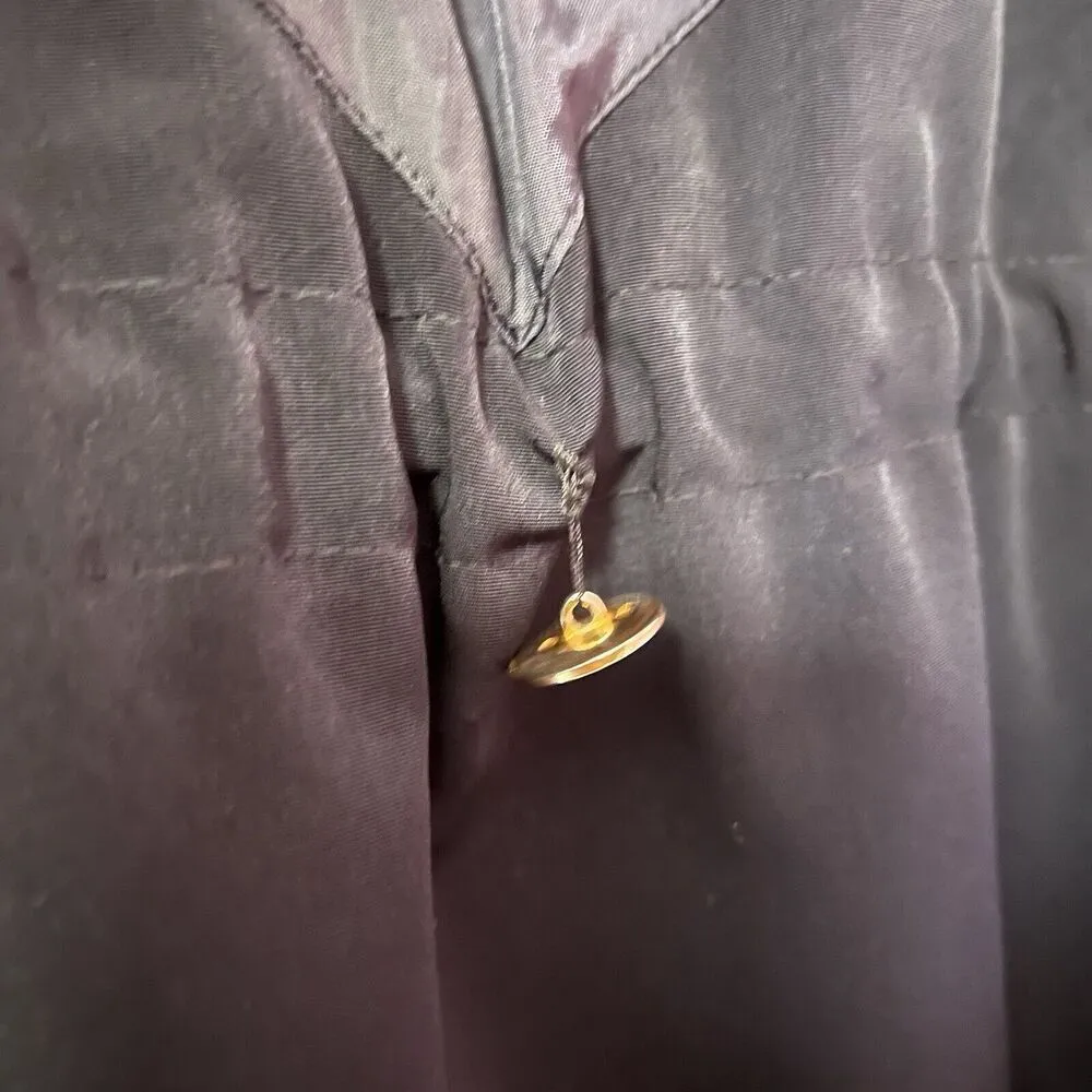 Fleet Street Jacket Women’s Small Black Gold Mid Length Trench Coat Classic Zip - Image 10