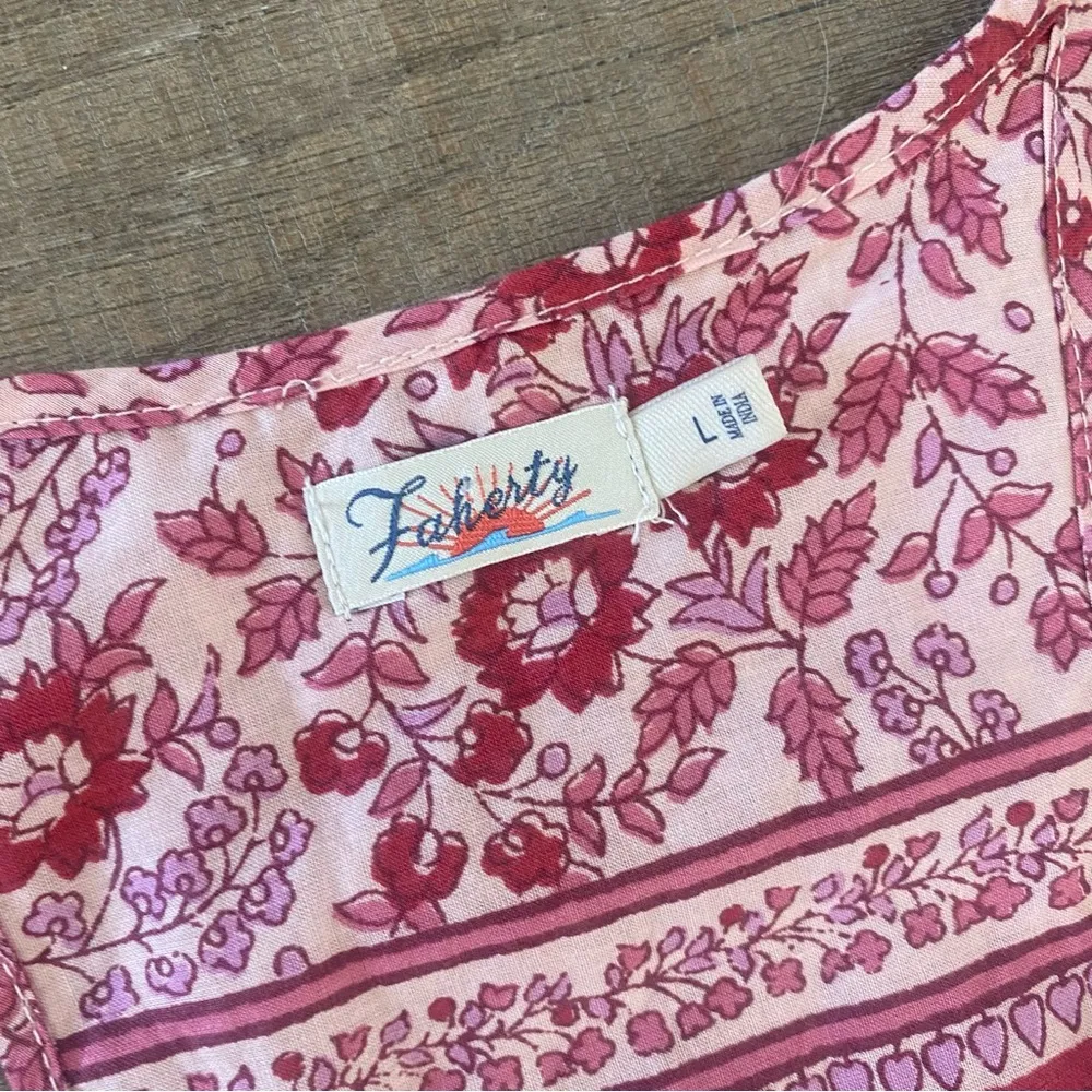 faherty adella pink floral printed cotton jumpsuit - Image 8