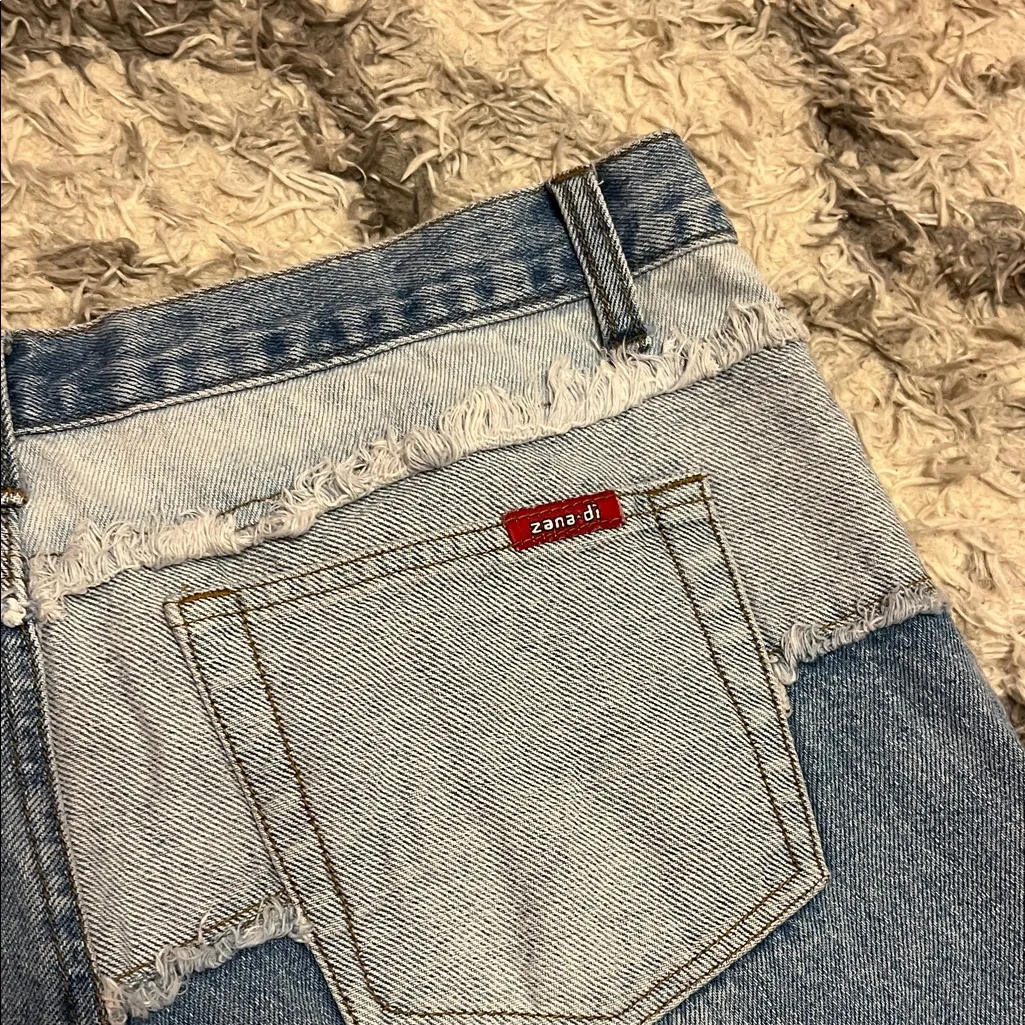 Y2K Zana-di Women's Blue Patchwork Flare Jeans - Image 12