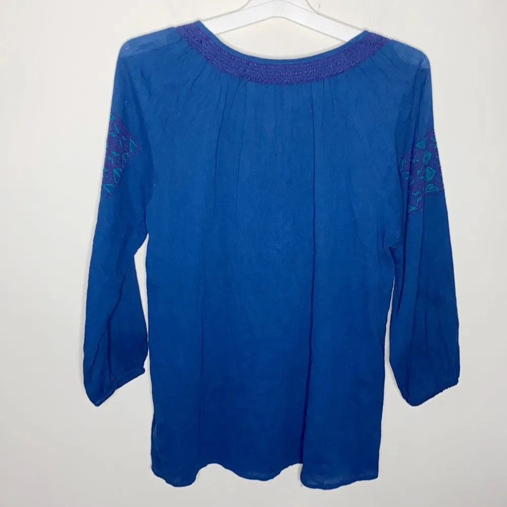 Great Northwest Indigo embroidered peasant blouse size S - Image 2
