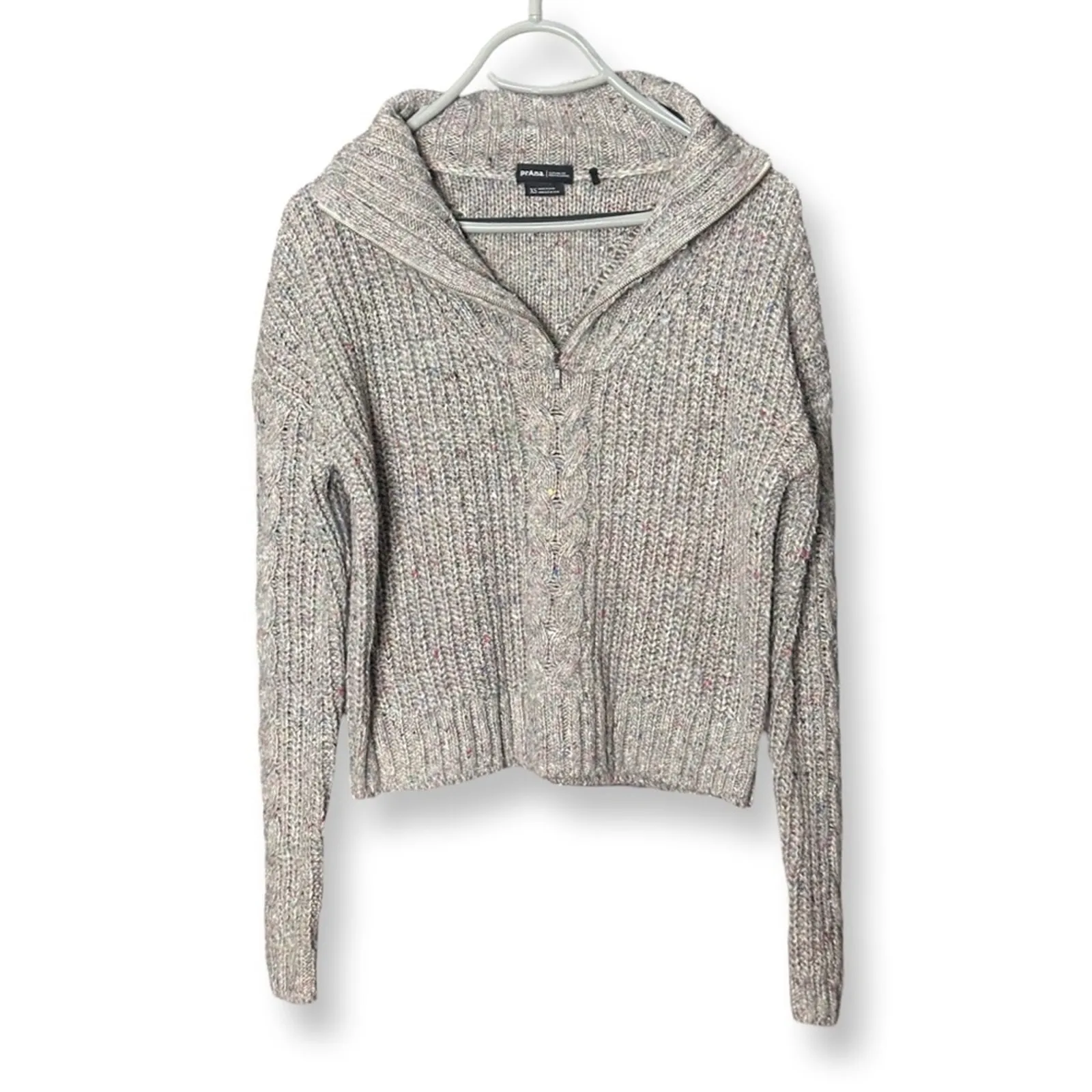 prAna  Laurel Creek Quarter Zip Sweater In Pebble Grey - Image 3